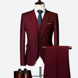 Jacket + Pant + Vest New Men Formal Business Slim Suits