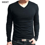 2020 Elastic Mens T-Shirt V-Neck Long Sleeve