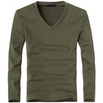 2020 Elastic Mens T-Shirt V-Neck Long Sleeve