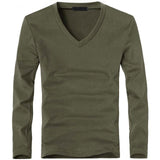 2020 Elastic Mens T-Shirt V-Neck Long Sleeve