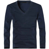 2020 Elastic Mens T-Shirt V-Neck Long Sleeve