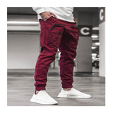 man casual cargo pants Zippered multi-pocket tracksuit sweatpants