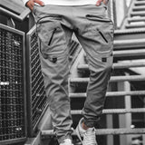 man casual cargo pants Zippered multi-pocket tracksuit sweatpants