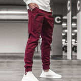 man casual cargo pants Zippered multi-pocket tracksuit sweatpants